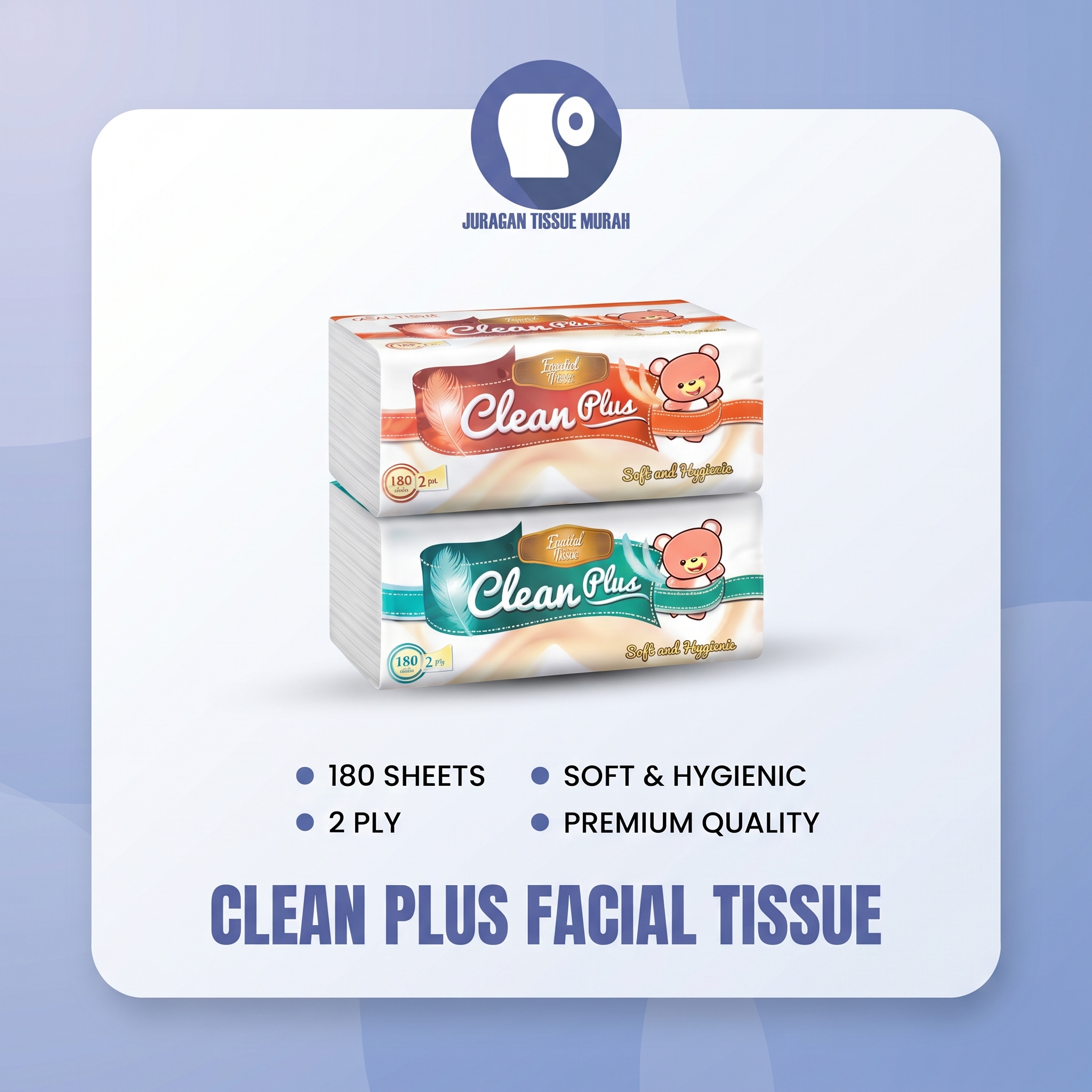 Facial Tissue Clean Plus 180 Sheets